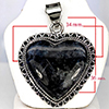 Natural Gemstone Heart Shape Metal Silver Plated Fine Jewelry Pendant 15.68 Grams Natural Gemstone Heart Shape Metal Silver Plated Fine Jewelry Pendant 15.68 Grams