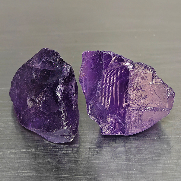 Natural Purple Amethyst Gemstones 63.68 Ct. 2 Pcs. Rough Shape 25 x 18 Mm. Natural Purple Amethyst Gemstones 63.68 Ct. 2 Pcs. Rough Shape 25 x 18 Mm.