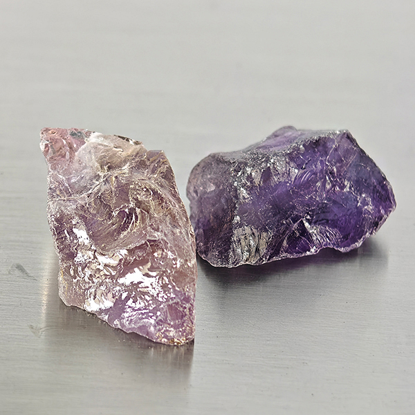 Natural Purple Amethyst Gemstones 38.08 Ct. 2 Pcs. Rough Shape and Mixed Size Natural Purple Amethyst Gemstones 38.08 Ct. 2 Pcs. Rough Shape and Mixed Size