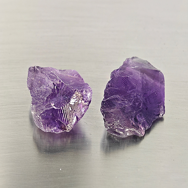 Natural Purple Amethyst Gemstones 41.18 Ct. 2 Pcs. Rough Shape 24 x 15.4 Mm. Natural Purple Amethyst Gemstones 41.18 Ct. 2 Pcs. Rough Shape 24 x 15.4 Mm.