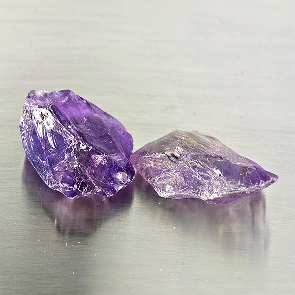 Natural Purple Amethyst Gemstones 38.21 Ct. 2 Pcs. Rough Shape and Mixed Size Natural Purple Amethyst Gemstones 38.21 Ct. 2 Pcs. Rough Shape and Mixed Size