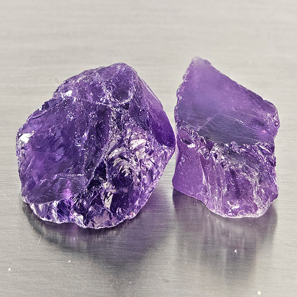 Natural Purple Amethyst Gemstones 18.99 Ct. 2 Pcs. Rough Shape and Mixed Size Natural Purple Amethyst Gemstones 18.99 Ct. 2 Pcs. Rough Shape and Mixed Size