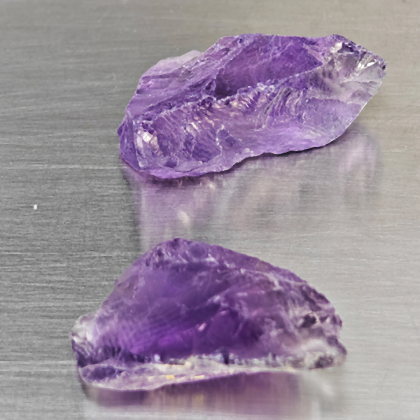 Natural Purple Amethyst Gemstones 32.36 Ct. 2 Pcs. Rough Shape 25 x 17.5 Mm. Natural Purple Amethyst Gemstones 32.36 Ct. 2 Pcs. Rough Shape 25 x 17.5 Mm.