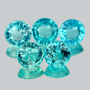 52 Ct. 5 Pcs Round Natural Paraiba Color Apatite Gems  