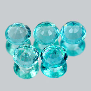 52 Ct. 5 Pcs Round Natural Paraiba Color Apatite Gems  