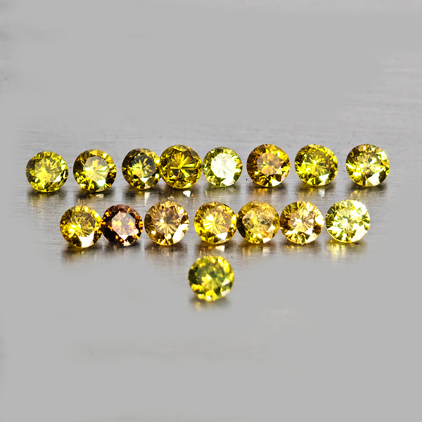 Natural Fancy Color Diamond 0.54 Ct. 16 Pcs. Round Diamond Cut 2 Mm. Natural Fancy Color Diamond 0.54 Ct. 16 Pcs. Round Diamond Cut 2 Mm.