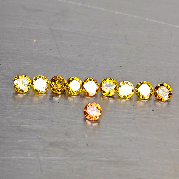 Natural Fancy Color Diamond 0.40 Ct. 10 Pcs. Round Diamond Cut 2.1 Mm. Natural Fancy Color Diamond 0.40 Ct. 10 Pcs. Round Diamond Cut 2.1 Mm.