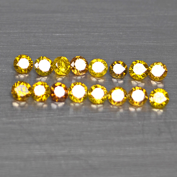 Natural Fancy Color Diamond 0.53 Ct. 16 Pcs. Round Diamond Cut 2 Mm. Natural Fancy Color Diamond 0.53 Ct. 16 Pcs. Round Diamond Cut 2 Mm.