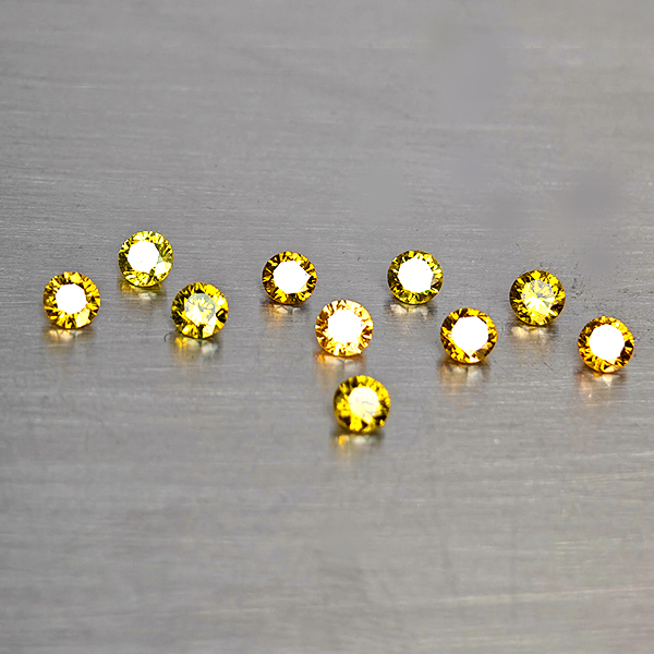 Natural Fancy Color Diamond 0.43 Ct. 11 Pcs. Round Diamond Cut 2.1 Mm. Natural Fancy Color Diamond 0.43 Ct. 11 Pcs. Round Diamond Cut 2.1 Mm.