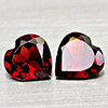 Natural Orangish Red Garnet 2.26 Ct. 2 Pcs Heart Shape 7 x 6.8 MM Gemstones