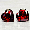 Natural Orangish Red Garnet 3.02 Ct. 2 Pcs Heart Shape 7.1 x 7.1 MM Gemstones