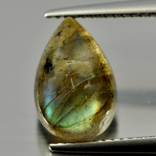 Multi Color Labradorite 3.23 Ct. Pear Cabochon Natural Gem From Canada Unheated
