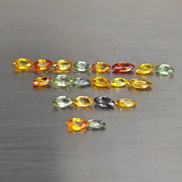 Natural Fancy Color Songea Sapphire 2.30 Ct. 20 Pcs. Marquise Shape and Mixed Size Natural Fancy Color Songea Sapphire 2.30 Ct. 20 Pcs. Marquise Shape and Mixed Size