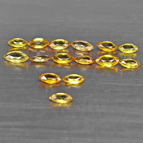 Natural Yellow Songea Sapphire 1.55 Ct. 15 Pcs. Marquise Shape 4.6 x 2.6 Mm. Natural Yellow Songea Sapphire 1.55 Ct. 15 Pcs. Marquise Shape 4.6 x 2.6 Mm.
