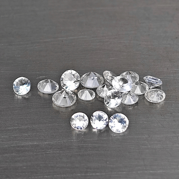 Natural White Sapphire Gemstones 0.55 Ct. 18 Pcs. Round Shape and Mixed Size Natural White Sapphire Gemstones 0.55 Ct. 18 Pcs. Round Shape and Mixed Size