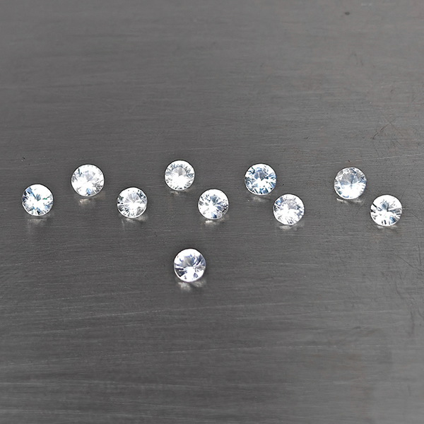 Natural White Sapphire Gemstones 0.77 Ct. 10 Pcs. Round Shape 2.3 Mm. Natural White Sapphire Gemstones 0.77 Ct. 10 Pcs. Round Shape 2.3 Mm.