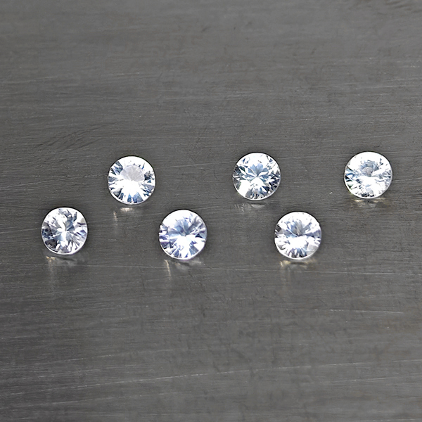 Natural White Sapphire Gemstones 0.77 Ct. 6 Pcs. Round Shape 2.9 Mm. Natural White Sapphire Gemstones 0.77 Ct. 6 Pcs. Round Shape 2.9 Mm.