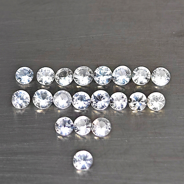 Natural White Sapphire Gemstones 0.85 Ct. 20 Pcs. Round Shape 2.1 Mm. Natural White Sapphire Gemstones 0.85 Ct. 20 Pcs. Round Shape 2.1 Mm.