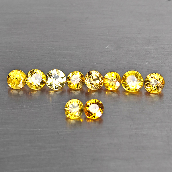Natural Yellow Songea Sapphire 0.72 Ct. 10 Pcs. Round Diamond Cut 2.5 Mm. Natural Yellow Songea Sapphire 0.72 Ct. 10 Pcs. Round Diamond Cut 2.5 Mm.