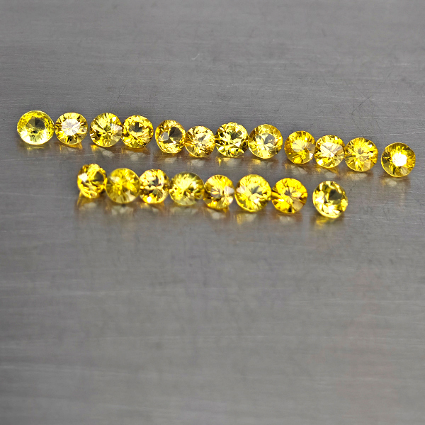 Natural Yellow Songea Sapphire 1.17 Ct. 20 Pcs. Round Diamond Cut 2.3 Mm. Natural Yellow Songea Sapphire 1.17 Ct. 20 Pcs. Round Diamond Cut 2.3 Mm.