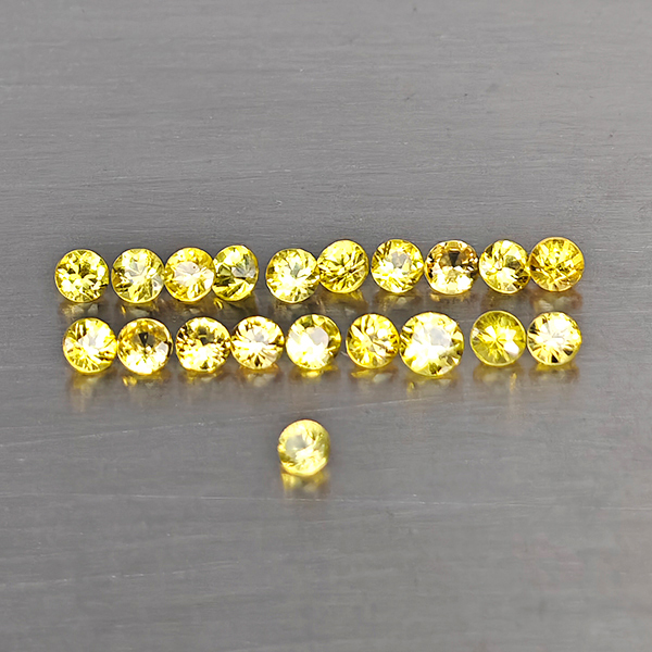 Natural Yellow Songea Sapphire 0.61 Ct. 20 Pcs. Round Diamond Cut 1.8 Mm. Natural Yellow Songea Sapphire 0.61 Ct. 20 Pcs. Round Diamond Cut 1.8 Mm.