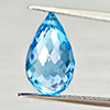 Natural Swiss Blue Topaz 7.34 Ct. Briolette with Drilled Cut 13.9 x 8.3 Mm Gems