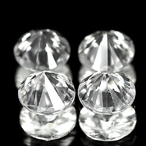 75 Ct. 4 Pcs. Round Diamond Cut Natural White Zircon Gemstone  