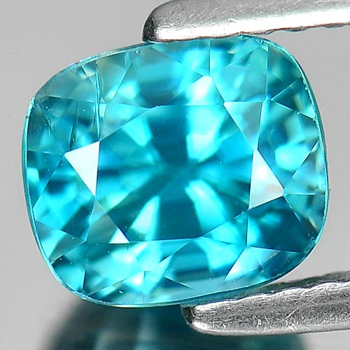 Blue Zircon 2.62 Ct. Cushion Shape 7 x 6 Mm Natural Gemstone From ...