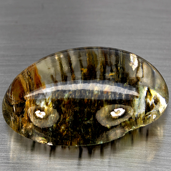 Natural White Black Rutilated Quartz 119.75 Ct. Oval Cabochon Shape 39 x 26 Mm Gemstone Natural White Black Rutilated Quartz 119.75 Ct. Oval Cabochon Shape 39 x 26 Mm Gemstone