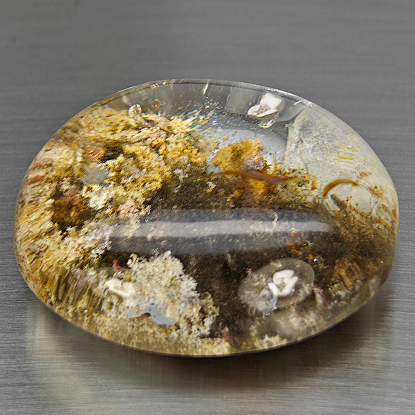 Natural White Black Rutilated Quartz 129.92 Ct. Oval Cabochon Shape 34 x 30 Mm Gemstone Natural White Black Rutilated Quartz 129.92 Ct. Oval Cabochon Shape 34 x 30 Mm Gemstone