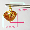 31.34 Ct. Natural Gemstone Brown Honey Jade Heart Nickel Pendant 20 x 21 Mm.