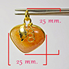 30.95 Ct. Natural Gemstone Brown Honey Jade Heart Nickel Pendant 25 x 25Mm.